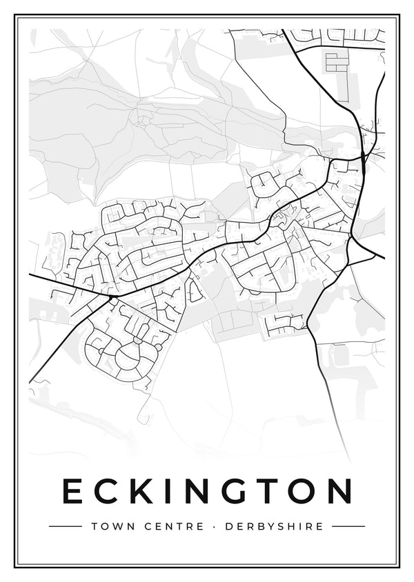 Eckington Town Centre Street Map Poster