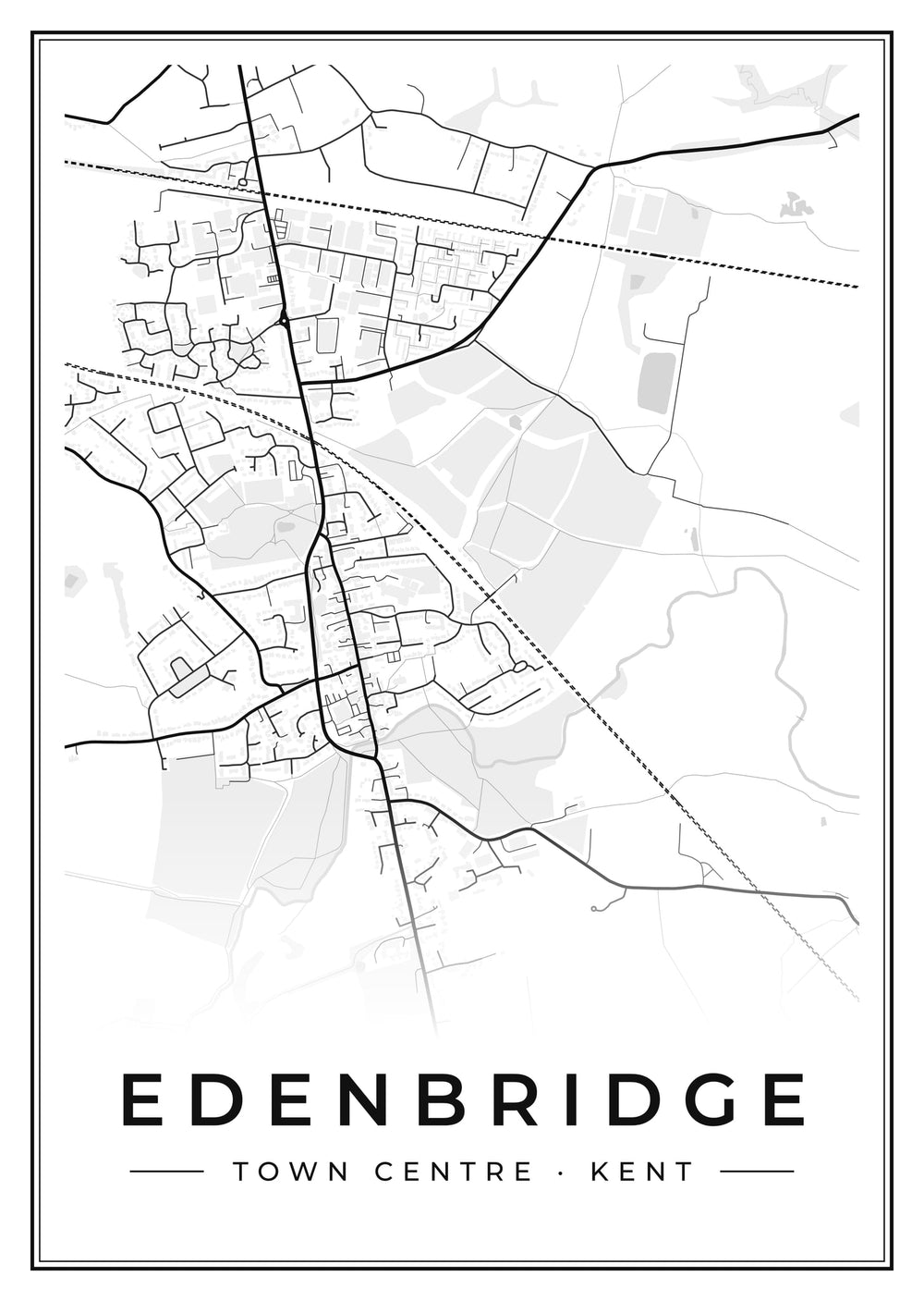 Edenbridge Town Centre Street Map Poster