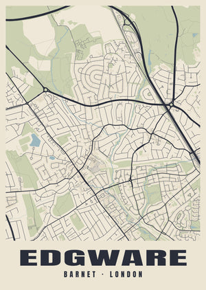 Edgware Heritage Street Map Poster