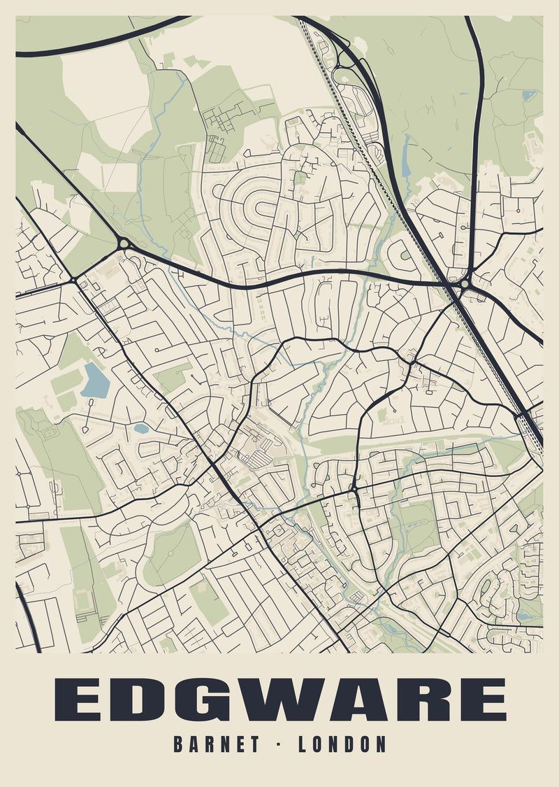 Edgware Heritage Street Map Poster