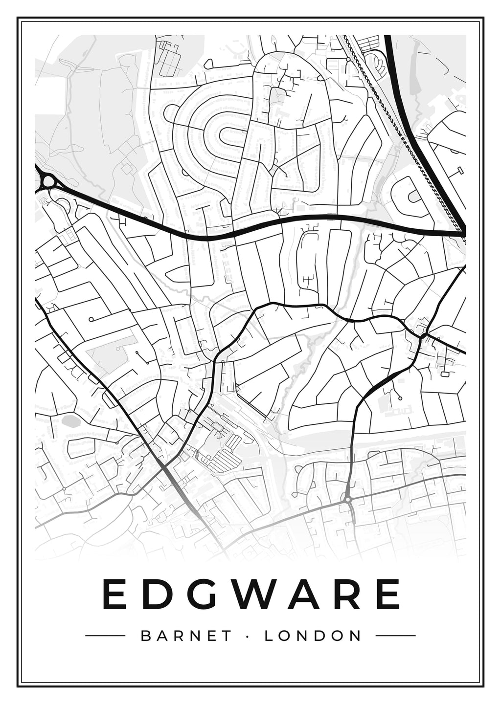 Street map poster of Edgware, Barnet, London