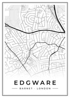 Street map poster of Edgware, Barnet, London