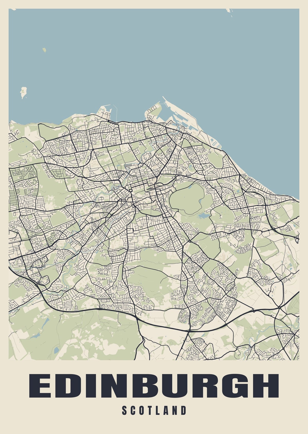 Street map poster of Edinburgh, Scotland