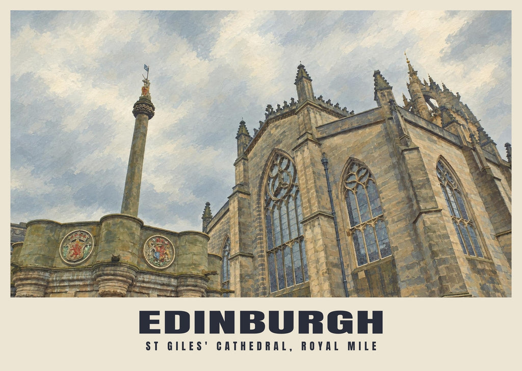 St Giles' Cathedral, Royal Mile, Edinburgh poster, British Heritage style