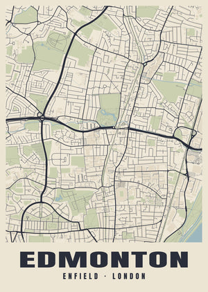 Edmonton Heritage Street Map Poster