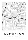 Street map poster of Edmonton, Enfield, London