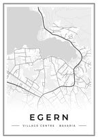Street map poster of Egern village centre, Bavaria