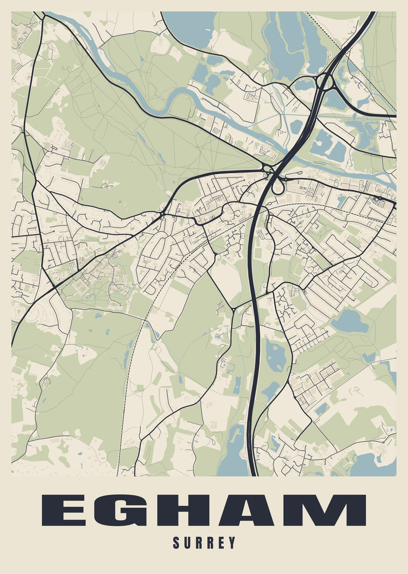 Egham Street Map Poster