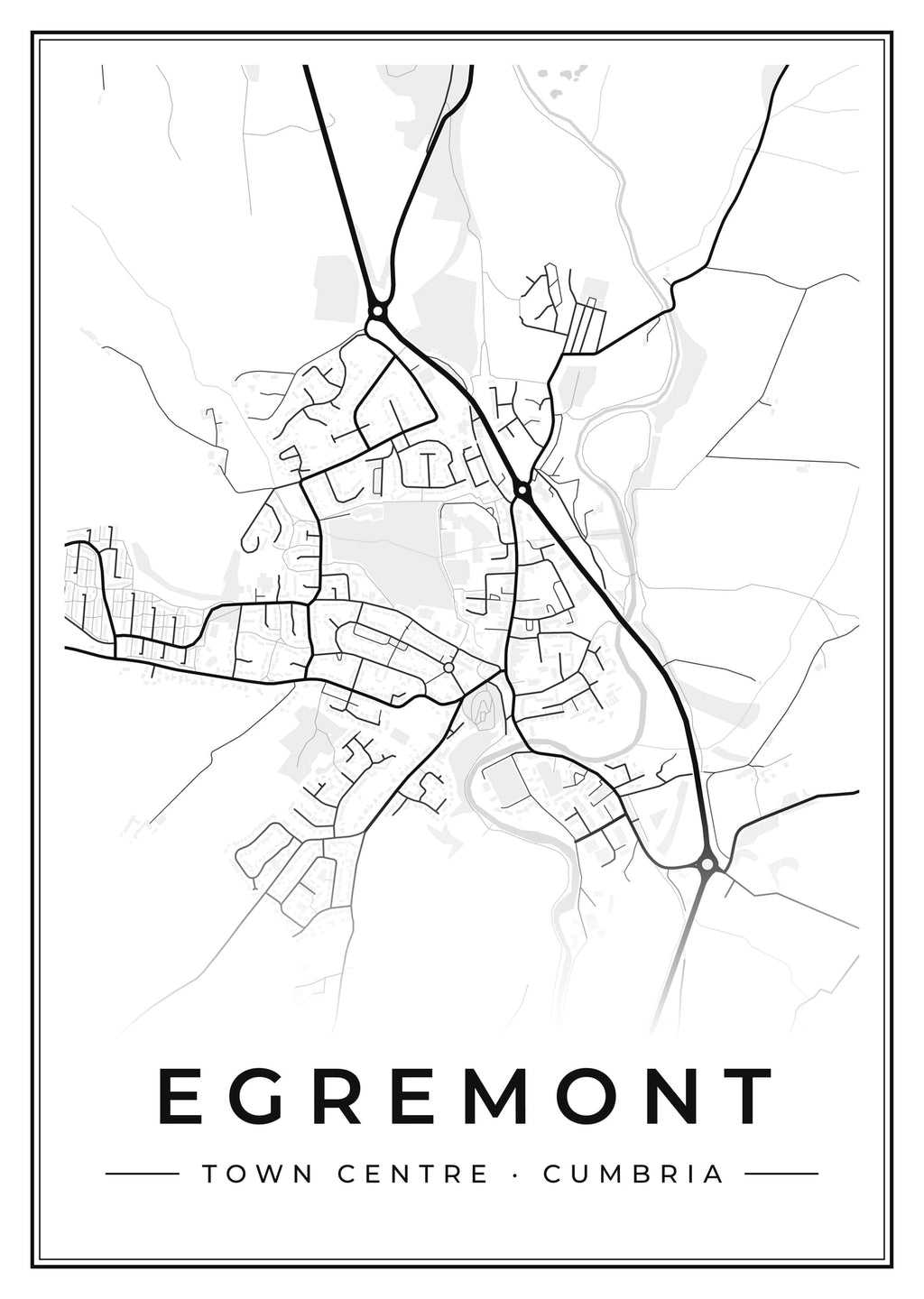Street map poster of Egremont town centre, Cumbria
