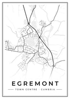 Street map poster of Egremont town centre, Cumbria