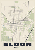 Street map poster of Eldon, Missouri