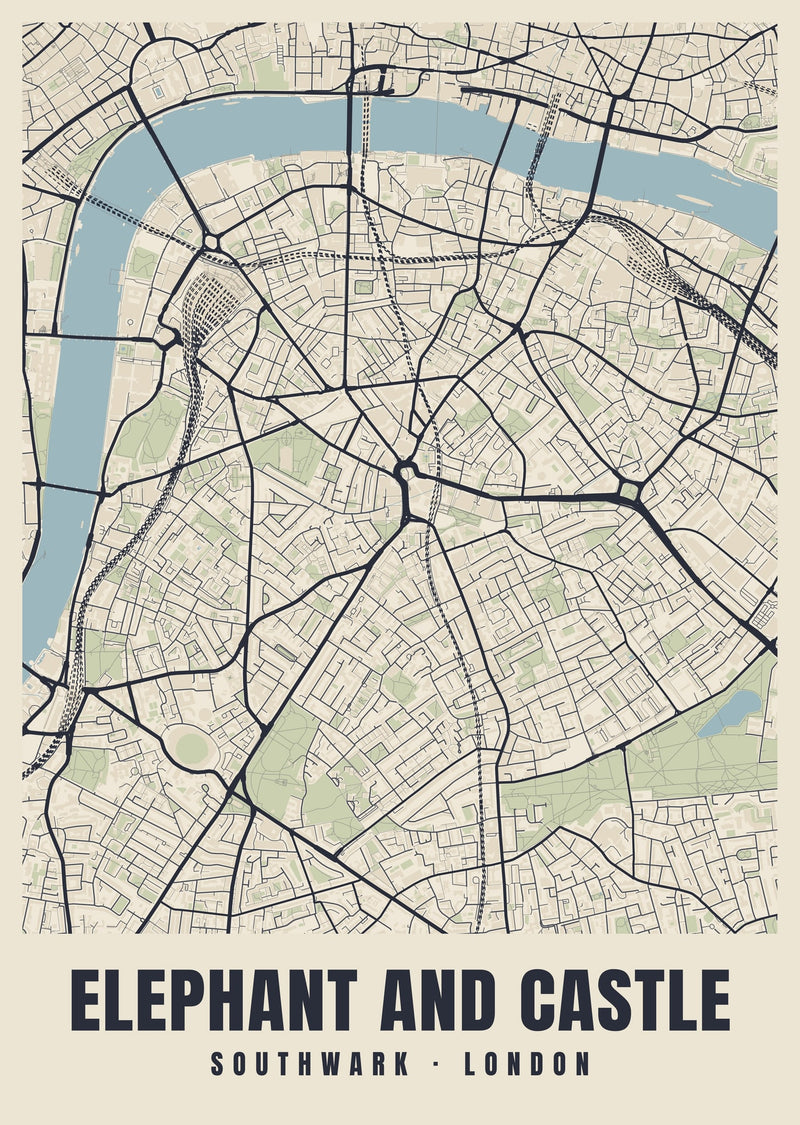 Elephant and Castle Heritage Street Map Poster
