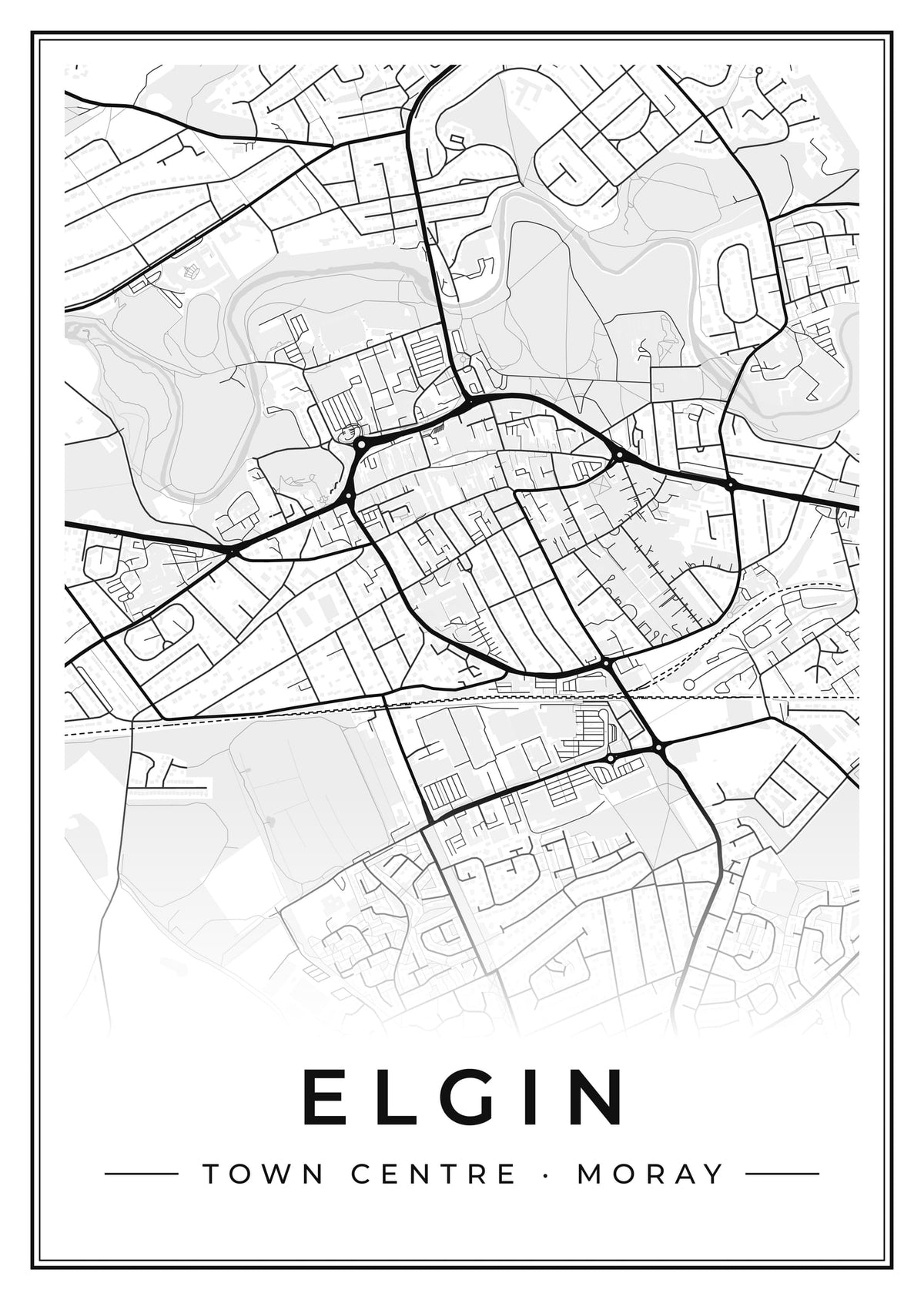 Street map poster of Elgin town centre, Moray