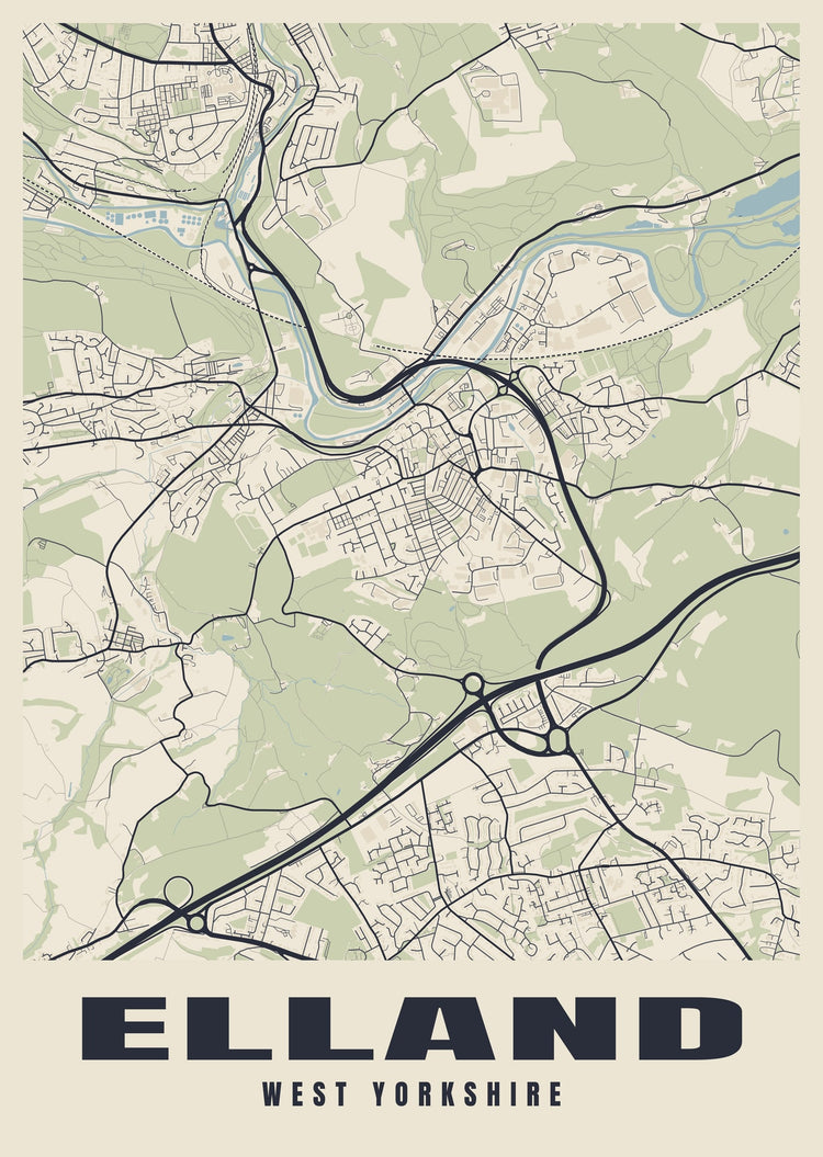 Elland Street Map Poster