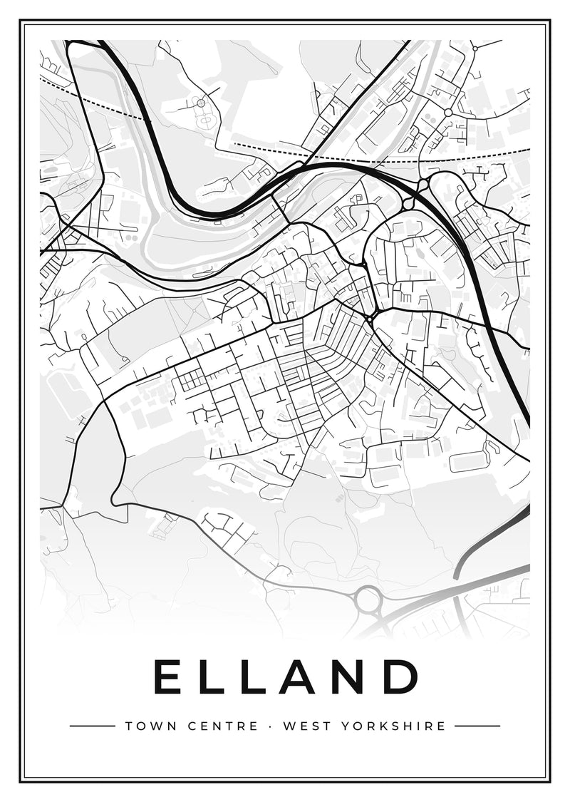 Elland Town Centre Street Map Poster