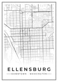 Street map poster of downtown Ellensburg, Washington