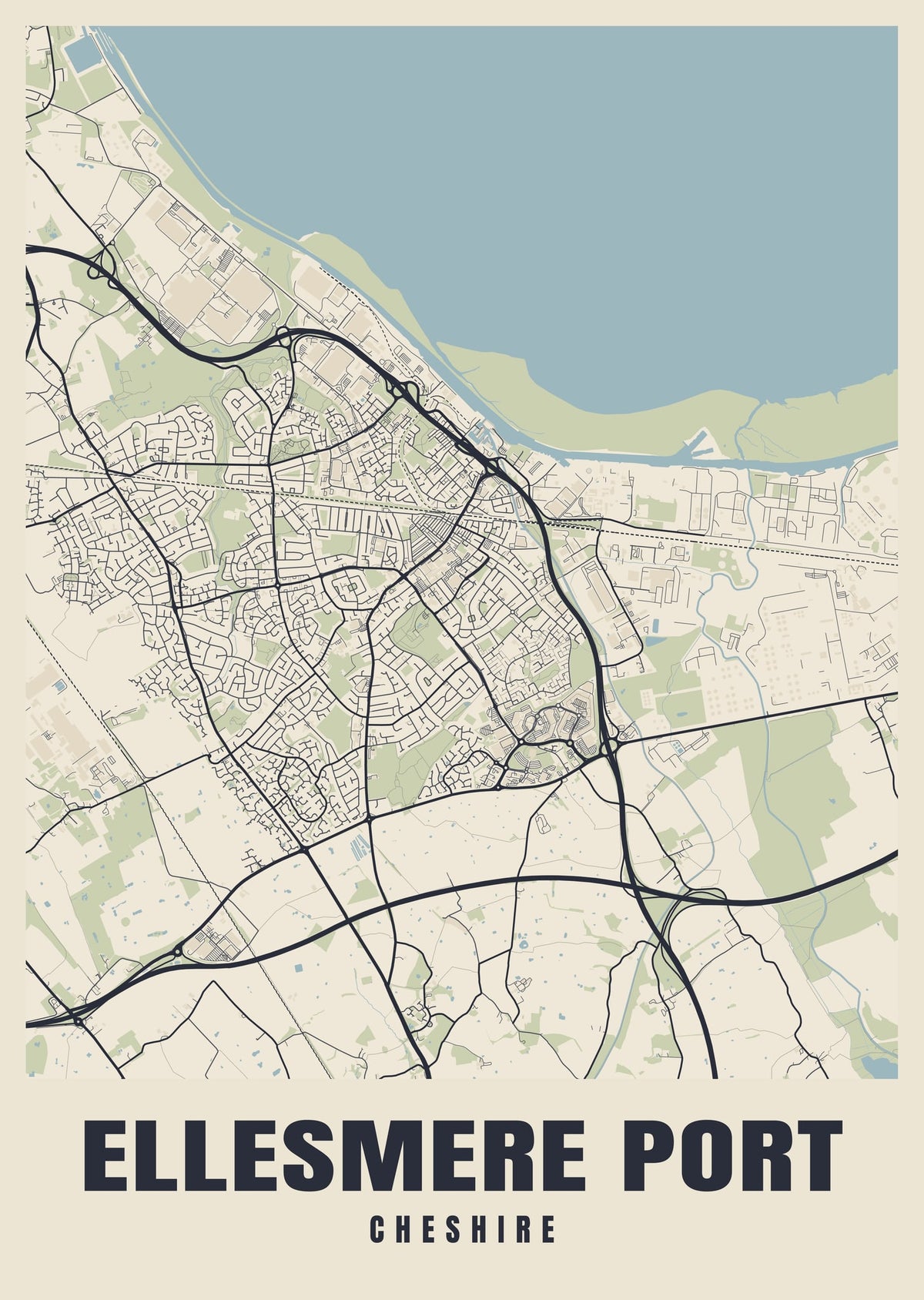 Street map poster of Ellesmere Port, Cheshire