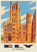 Ely Cathedral poster, Retro Railway style