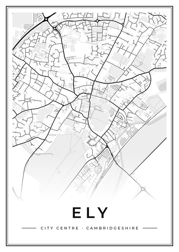 Ely City Centre Street Map Poster