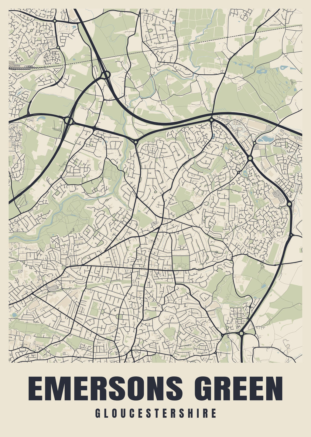 Street map poster of Emersons Green, Gloucestershire