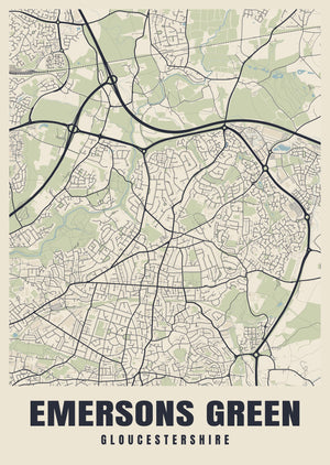 Emersons Green Street Map Poster