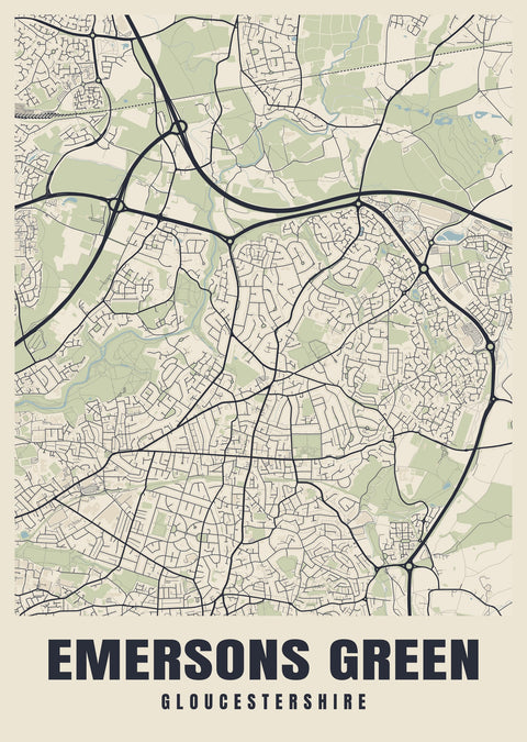 Emersons Green Street Map Poster