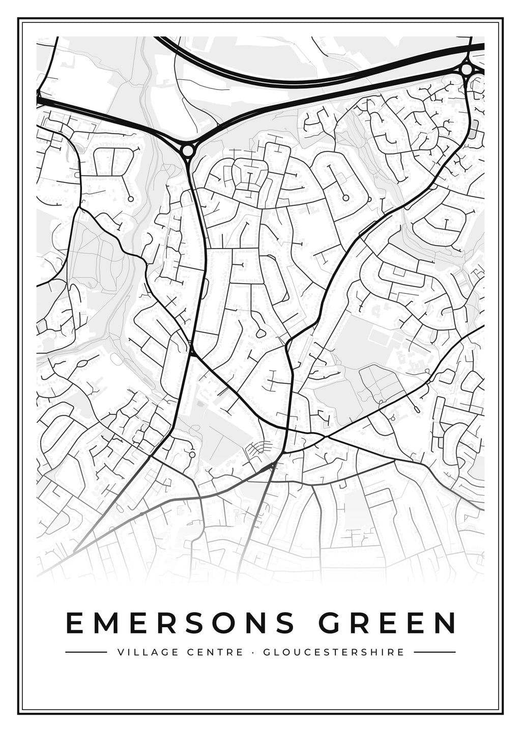 Street map poster of Emersons Green village centre, Gloucestershire