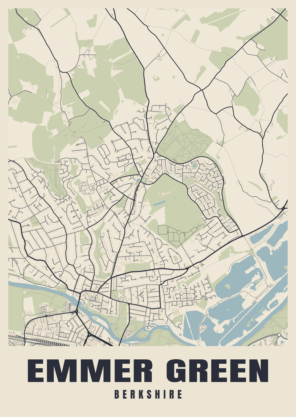 Street map poster of Emmer Green, Berkshire