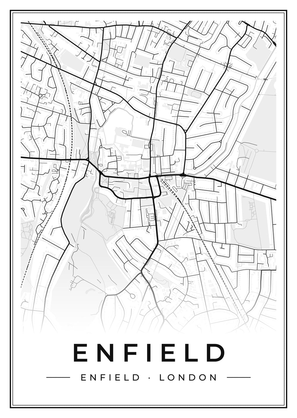 Street map poster of Enfield, Enfield, London