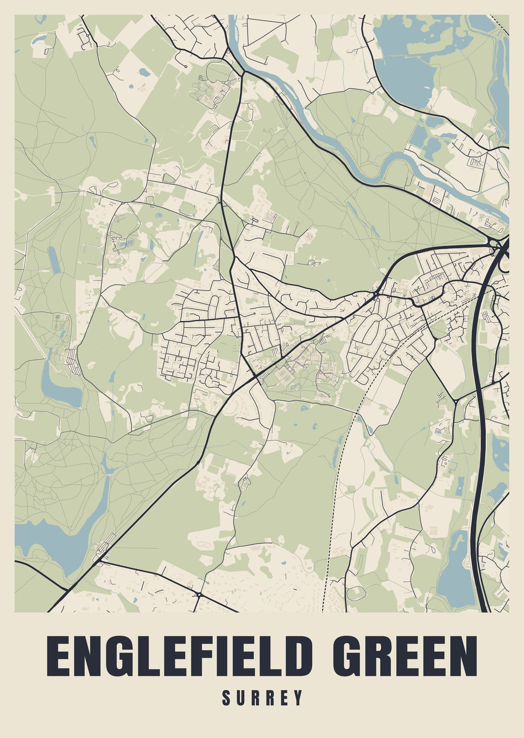 Street map poster of Englefield Green, Surrey