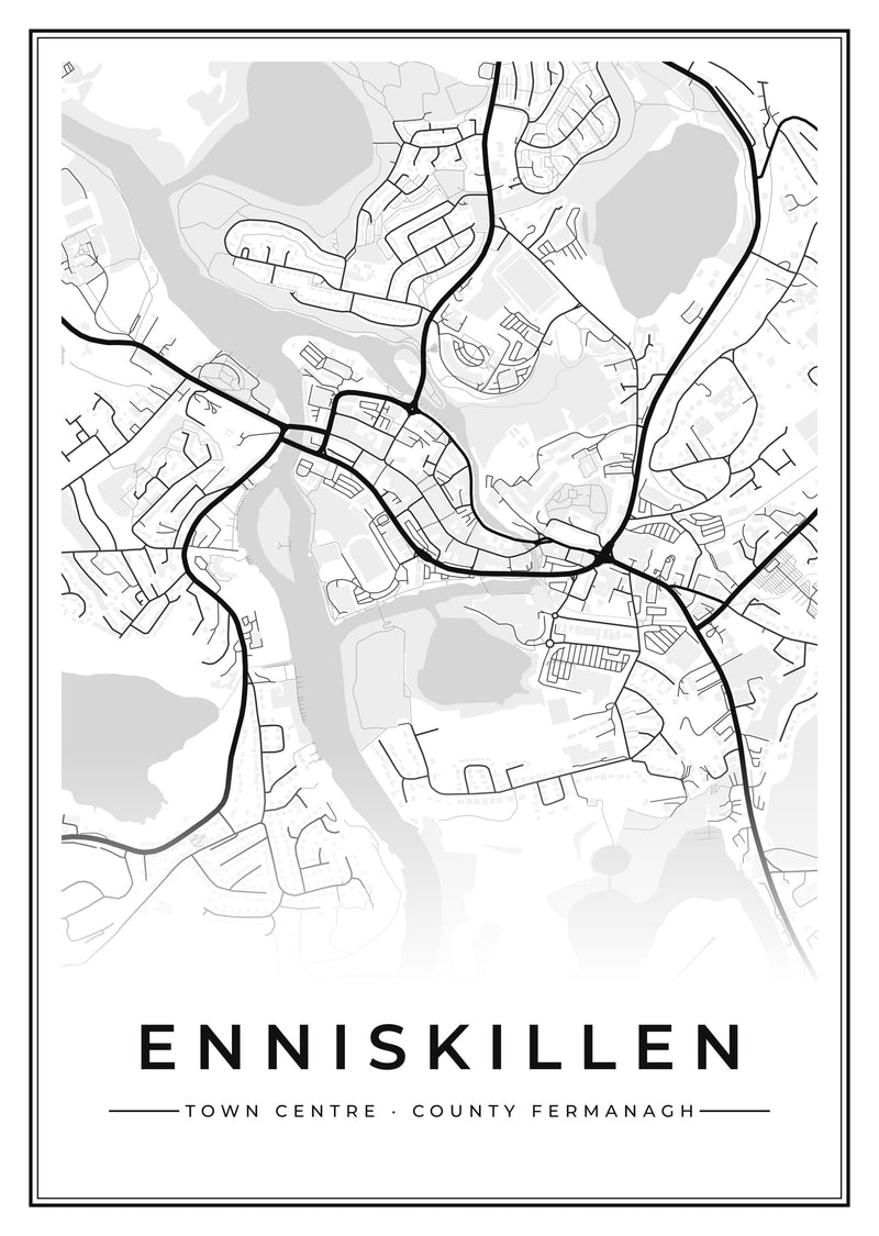 Enniskillen Town Centre Street Map Poster