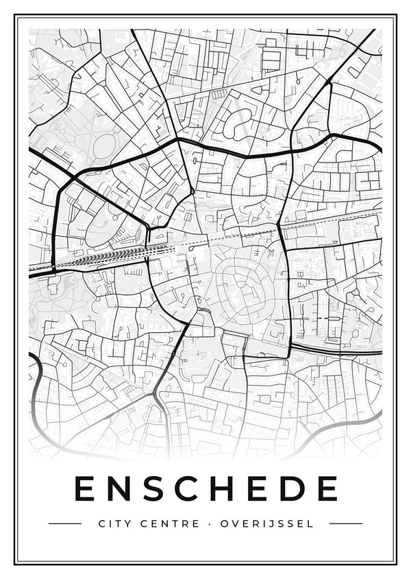 Enschede City Centre Street Map Poster