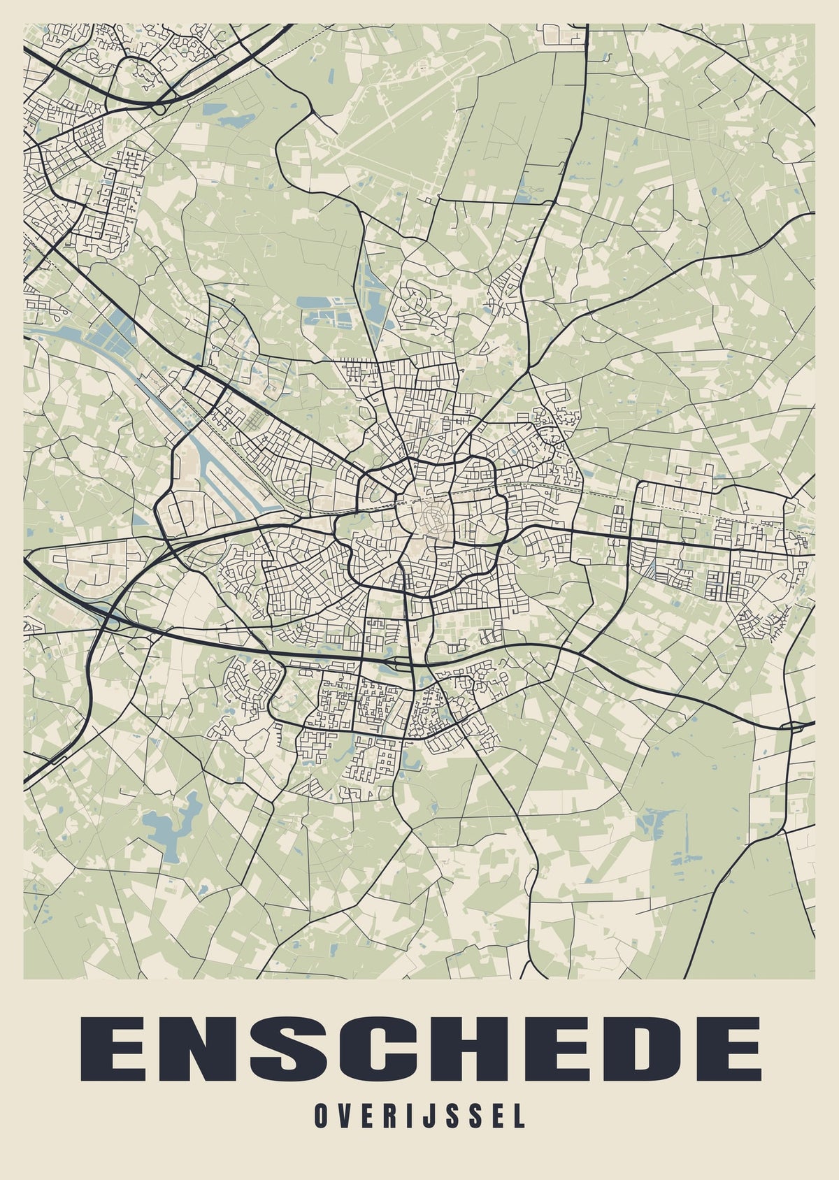 Street map poster of Enschede, Overijssel