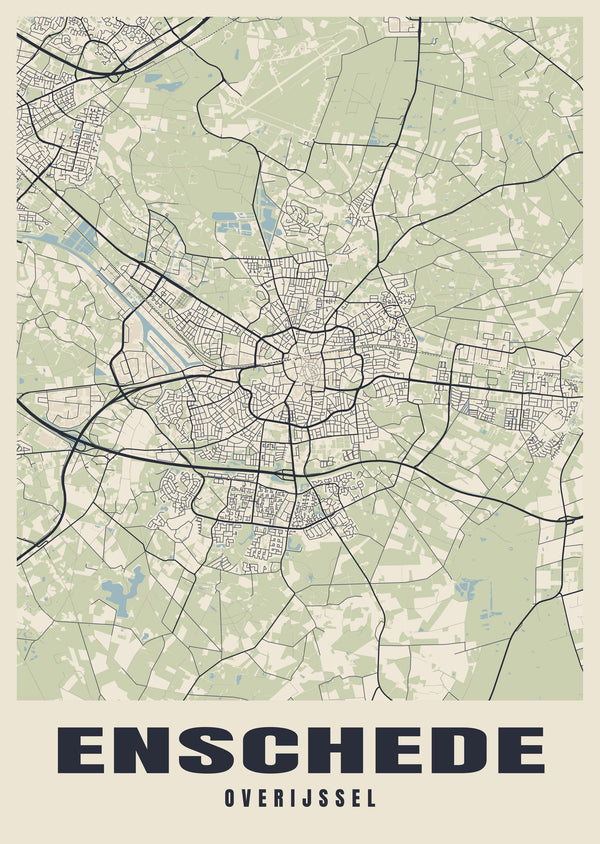 Enschede Street Map Poster