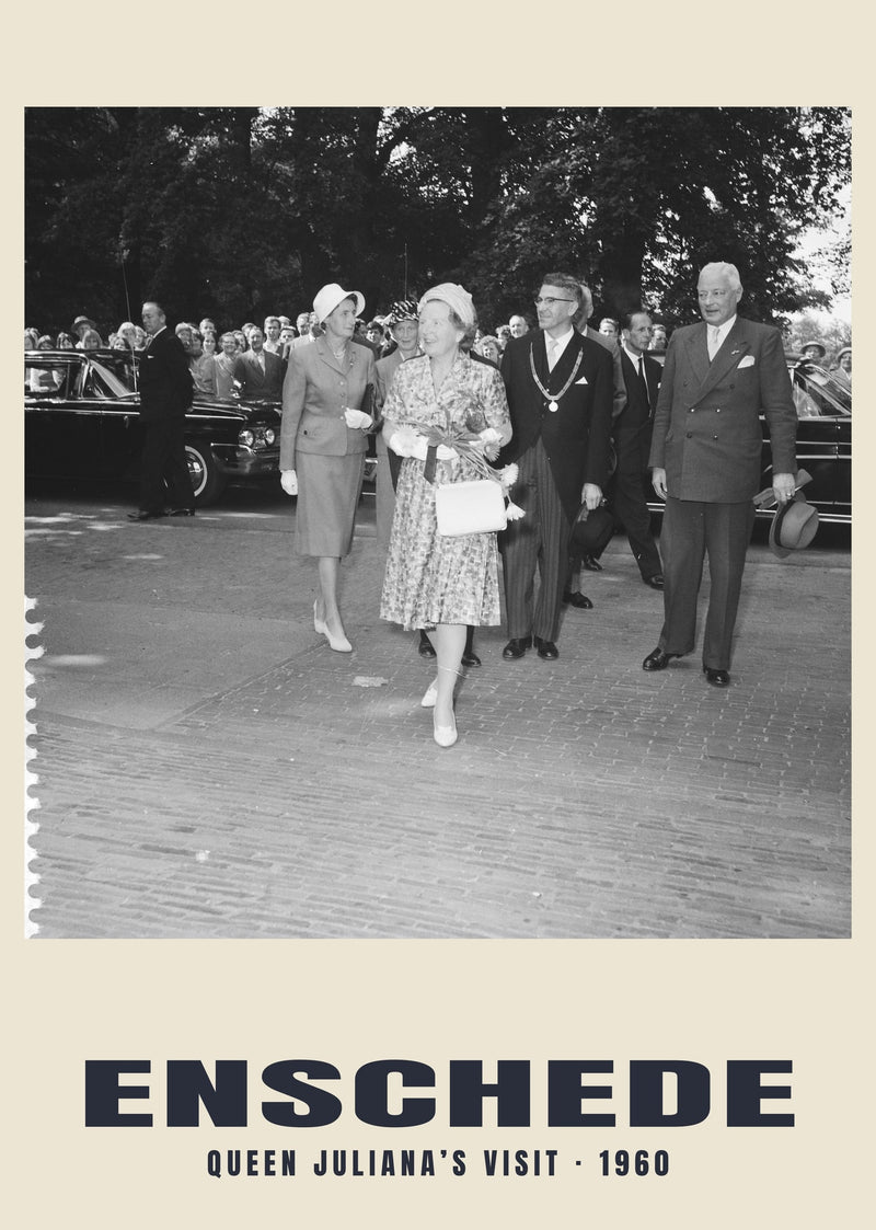 Wizyta królowej Juliany, Enschede — 1960 · Historyczny wydruk fotograficzny