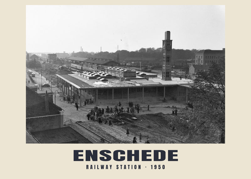 Estación de tren, Enschede — 1950 · Lámina de fotografía histórica