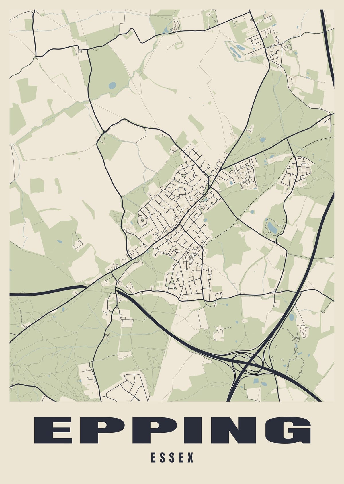 Street map poster of Epping, Essex