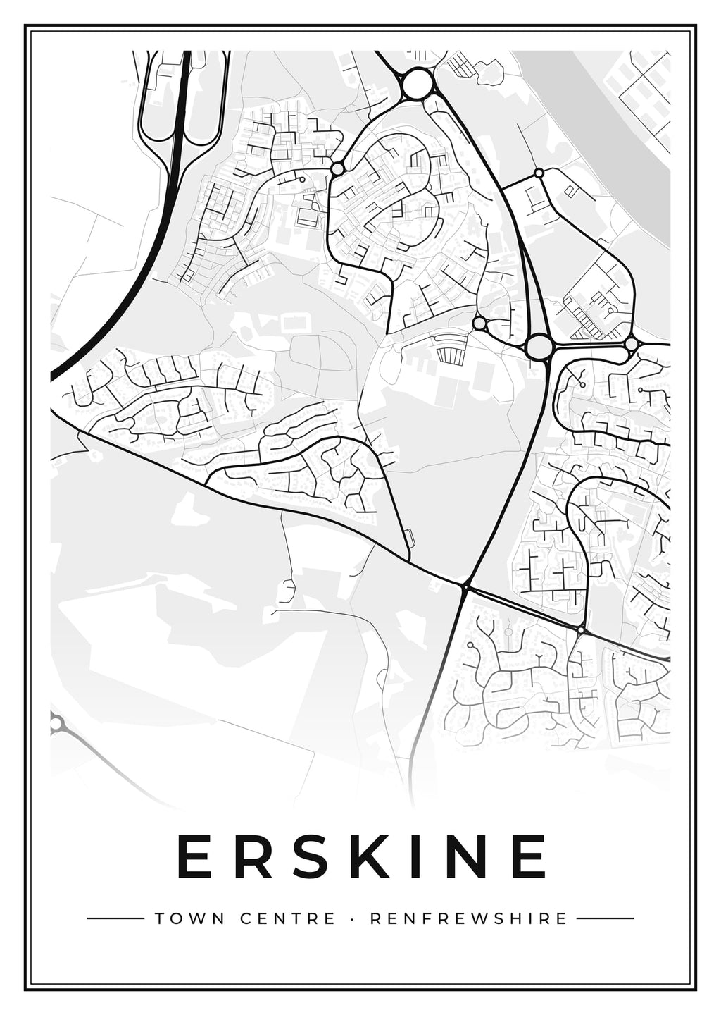 Street map poster of Erskine town centre, Renfrewshire
