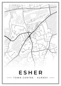 Street map poster of Esher town centre, Surrey