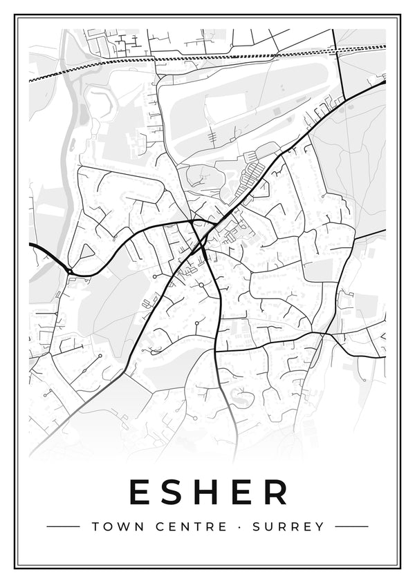 Esher Town Centre Street Map Poster