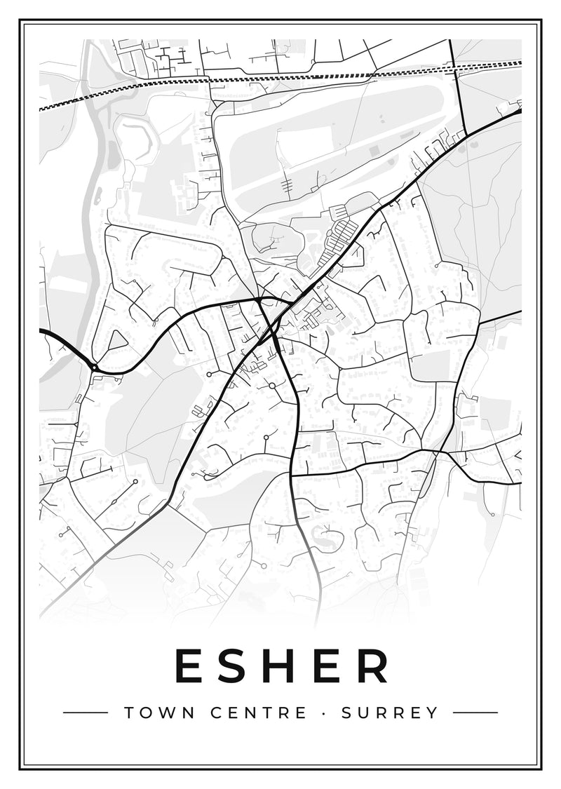 Esher Town Centre Street Map Poster