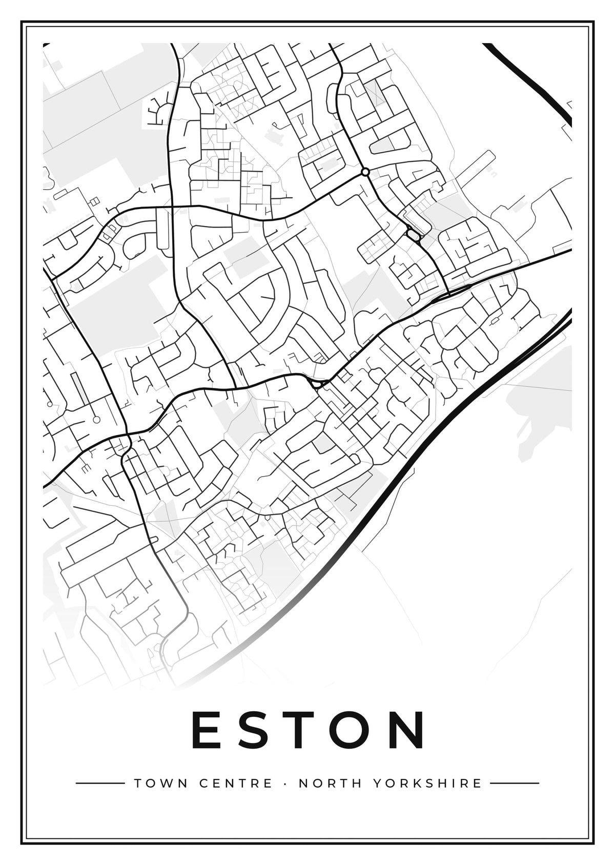 Street map poster of Eston town centre, North Yorkshire
