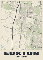 Street map poster of Euxton, Lancashire