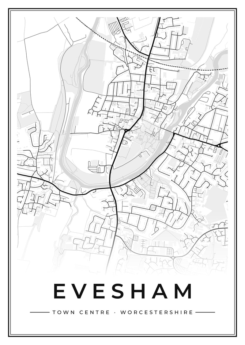 Evesham Town Centre Street Map Poster