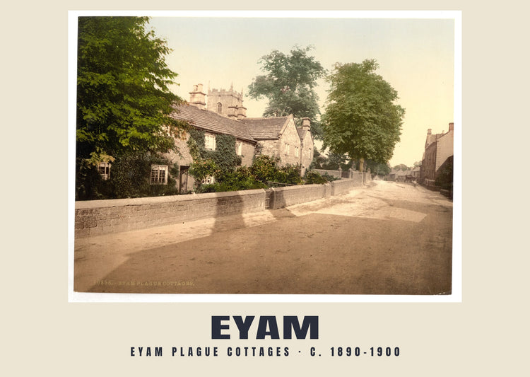 Eyam Plague Cottages, ca. 1890–1900 Historischer Druck