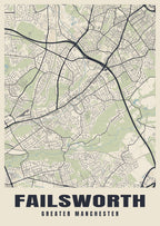 Street map poster of Failsworth, Greater Manchester