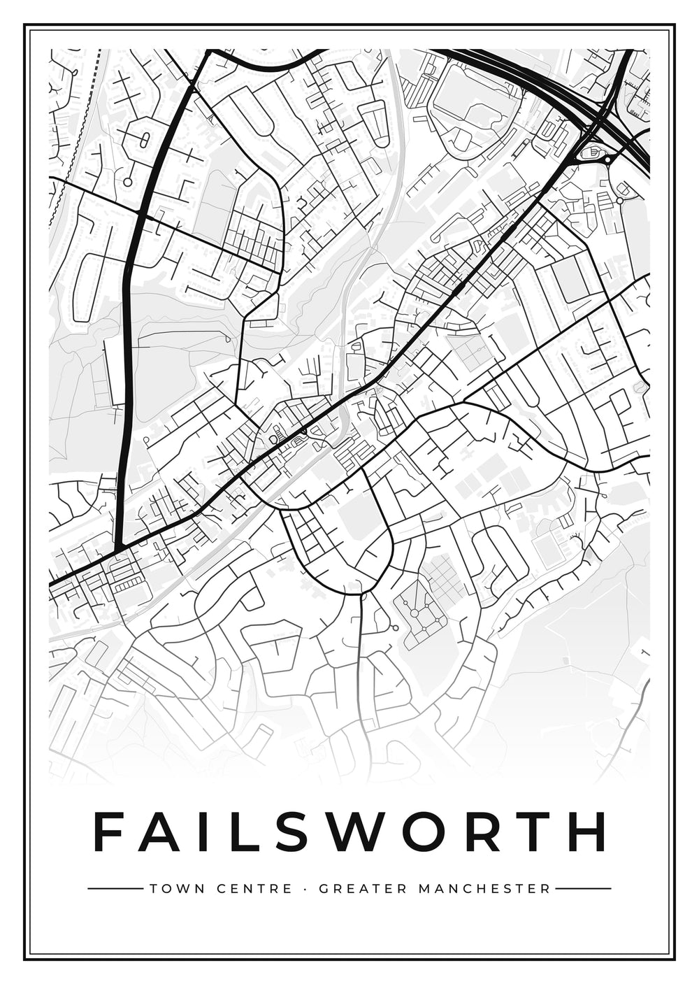 Failsworth Town Centre Street Map Poster