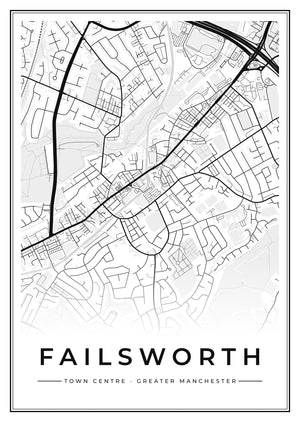 Failsworth Town Centre Street Map Poster