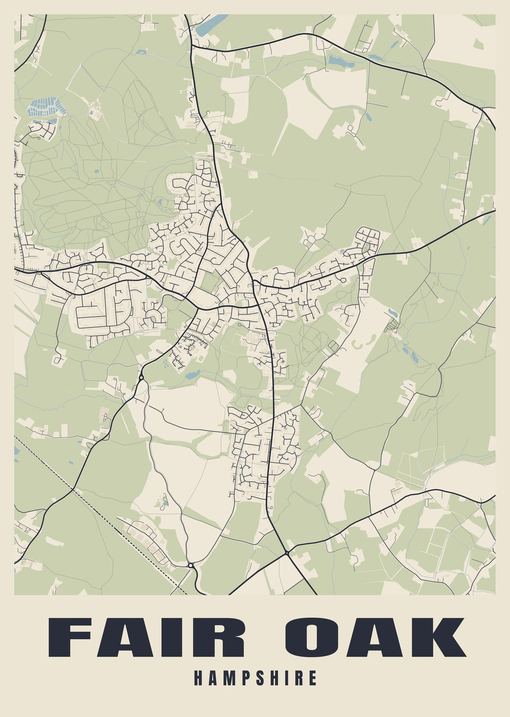 Street map poster of Fair Oak, Hampshire