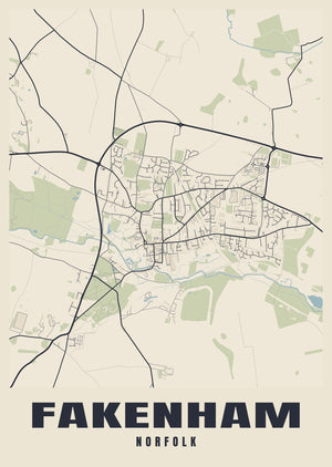 Fakenham Street Map Poster